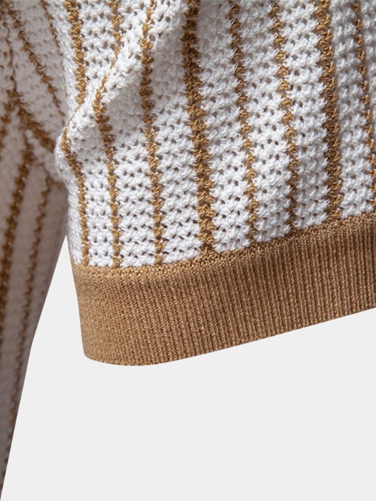 Vinzenz | Gestreiftes Strick-Poloshirt mit Knopfleiste