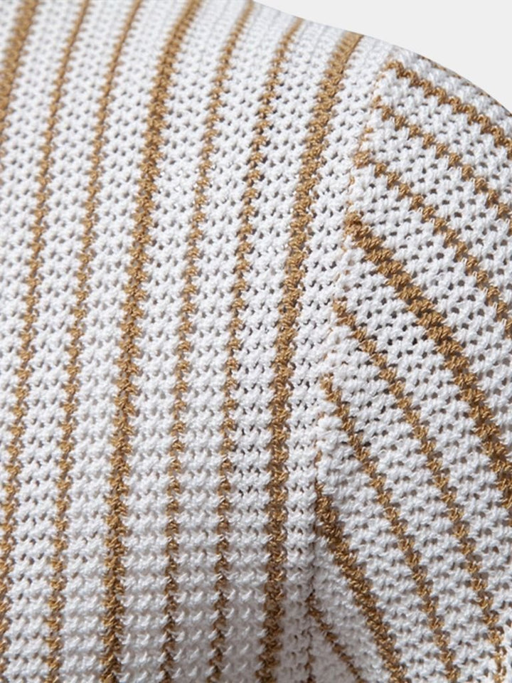 Vinzenz | Gestreiftes Strick-Poloshirt mit Knopfleiste