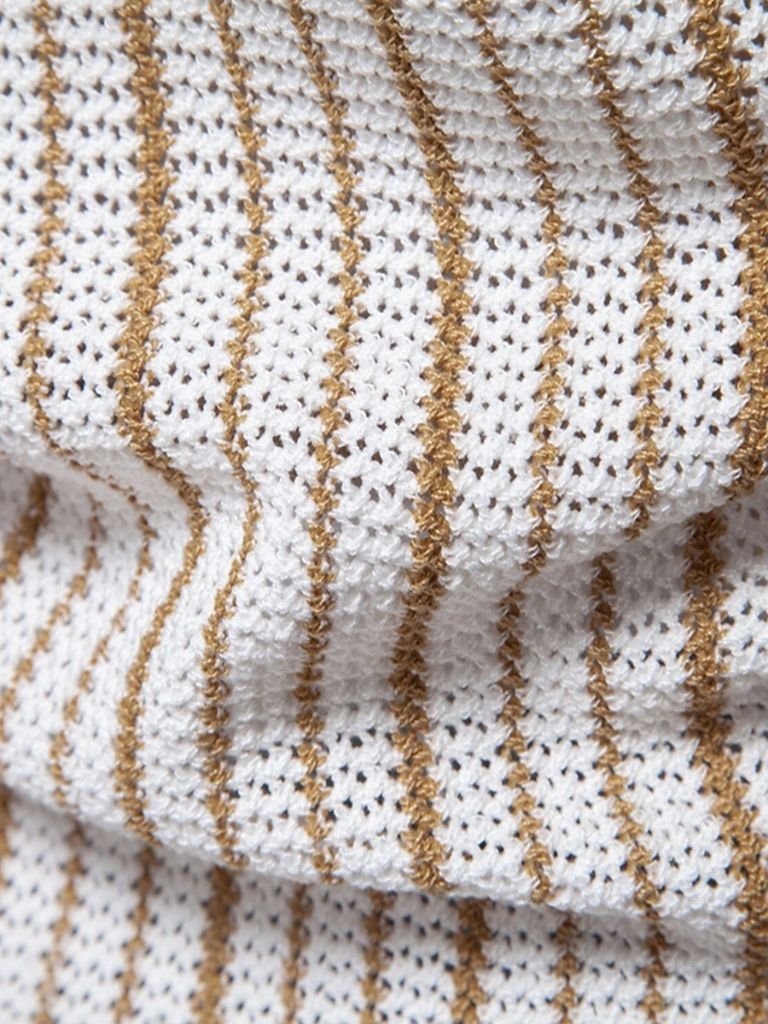 Vinzenz | Gestreiftes Strick-Poloshirt mit Knopfleiste