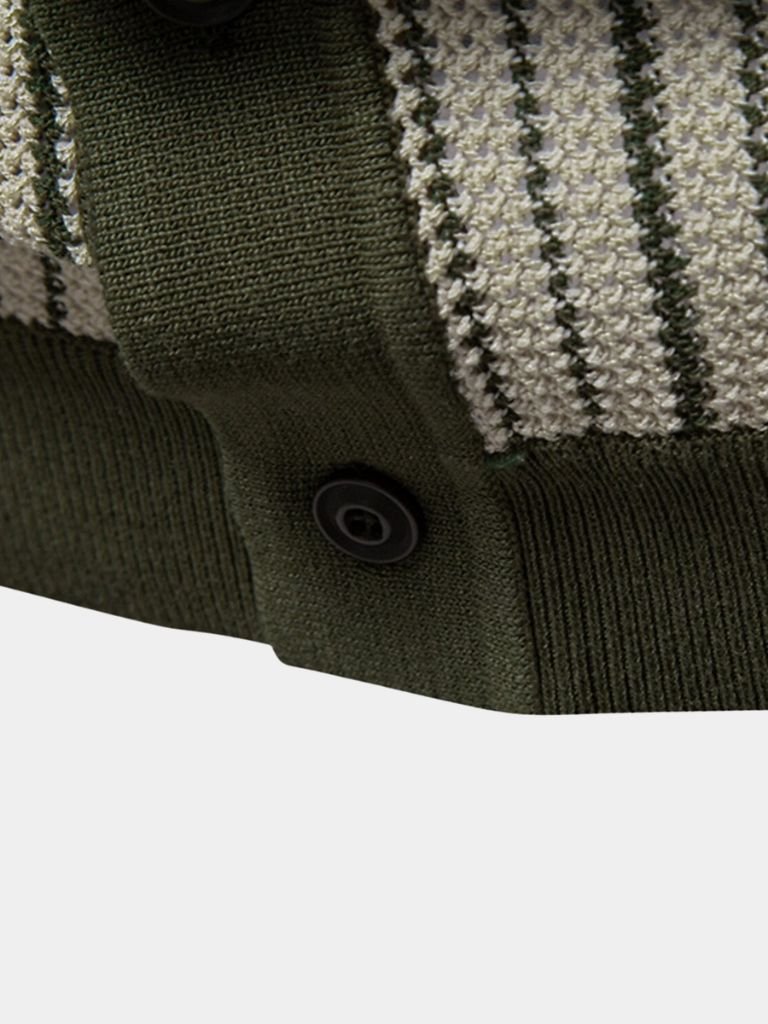 Vinzenz | Gestreiftes Strick-Poloshirt mit Knopfleiste