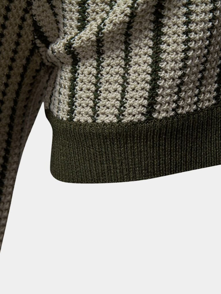 Vinzenz | Gestreiftes Strick-Poloshirt mit Knopfleiste