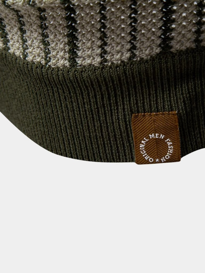 Vinzenz | Gestreiftes Strick-Poloshirt mit Knopfleiste