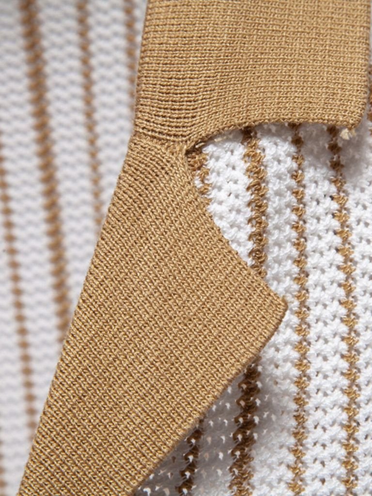 Vinzenz | Gestreiftes Strick-Poloshirt mit Knopfleiste