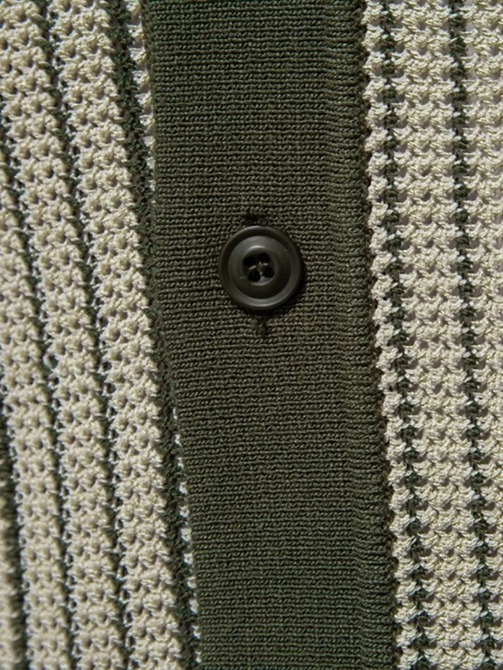 Vinzenz | Gestreiftes Strick-Poloshirt mit Knopfleiste