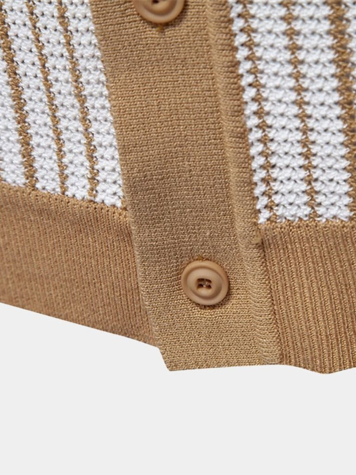 Vinzenz | Gestreiftes Strick-Poloshirt mit Knopfleiste