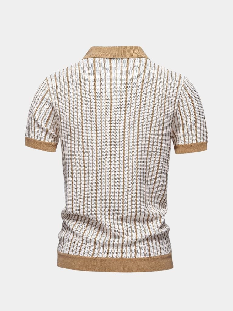 Vinzenz | Gestreiftes Strick-Poloshirt mit Knopfleiste