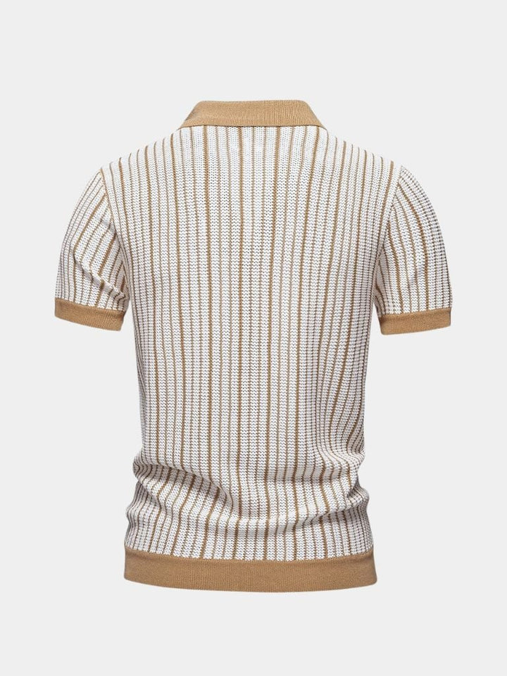 Vinzenz | Gestreiftes Strick-Poloshirt mit Knopfleiste