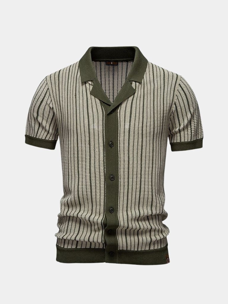 Vinzenz | Gestreiftes Strick-Poloshirt mit Knopfleiste