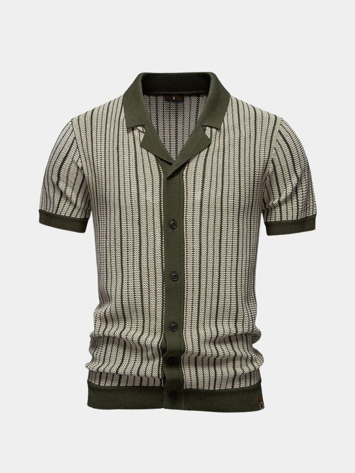 Vinzenz | Gestreiftes Strick-Poloshirt mit Knopfleiste