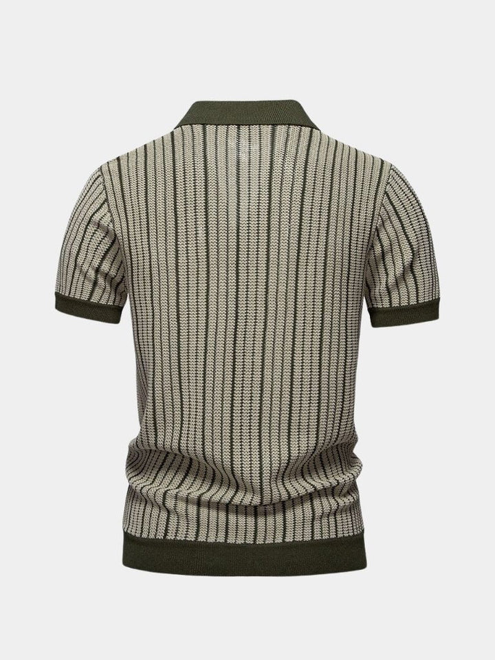 Vinzenz | Gestreiftes Strick-Poloshirt mit Knopfleiste