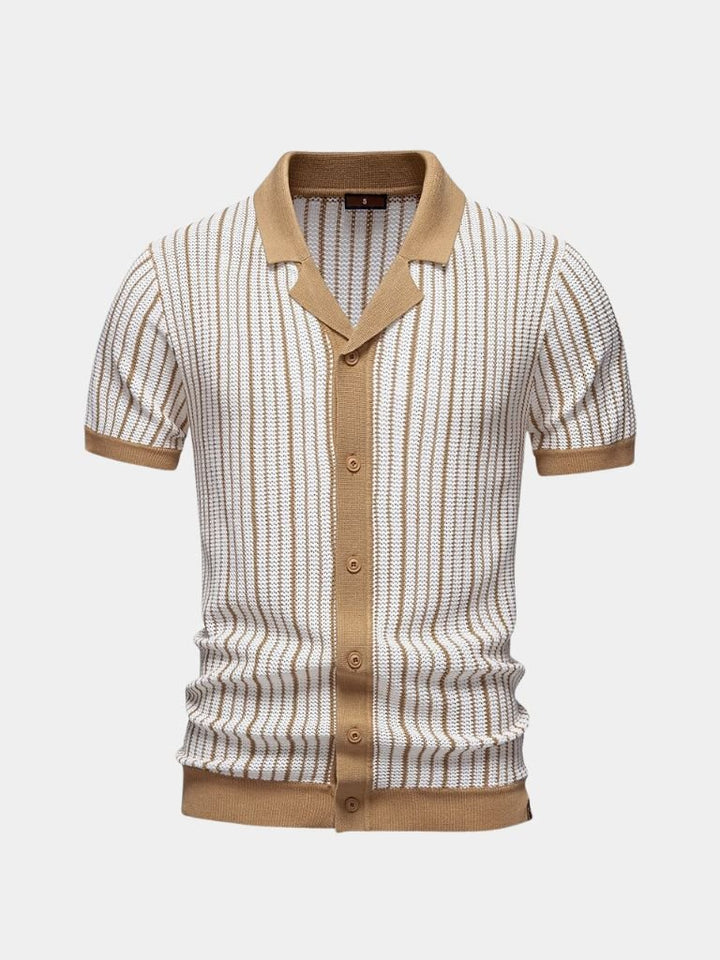 Vinzenz | Gestreiftes Strick-Poloshirt mit Knopfleiste