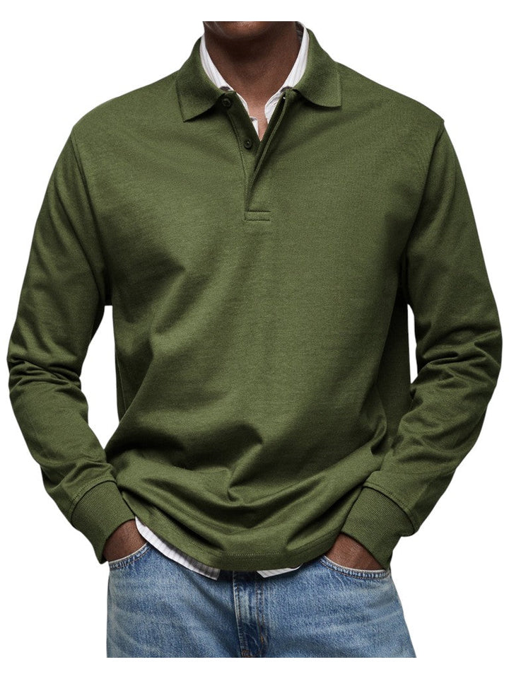 Adalbert | Dunkelblaues Langarm-Poloshirt