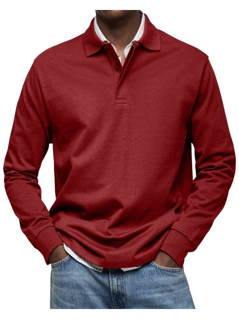 Adalbert | Dunkelblaues Langarm-Poloshirt