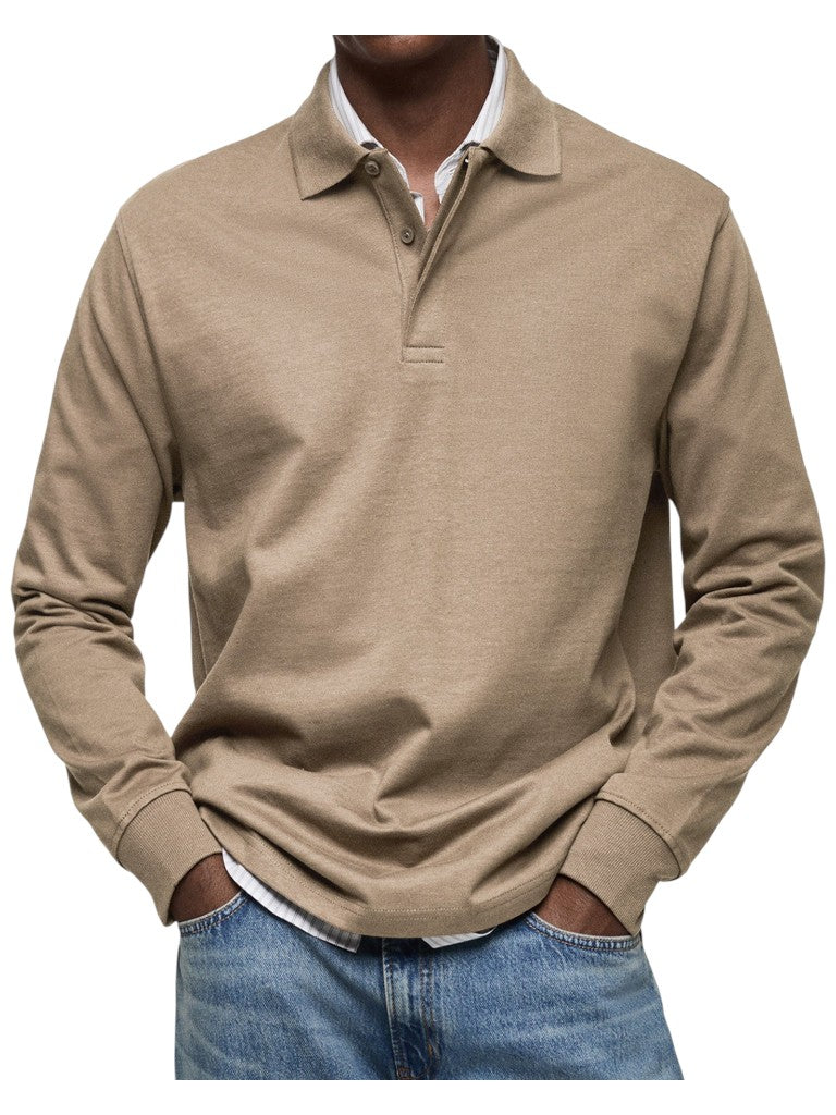 Adalbert | Dunkelblaues Langarm-Poloshirt