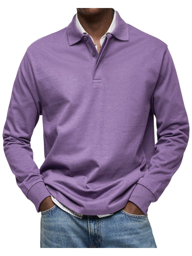 Adalbert | Dunkelblaues Langarm-Poloshirt
