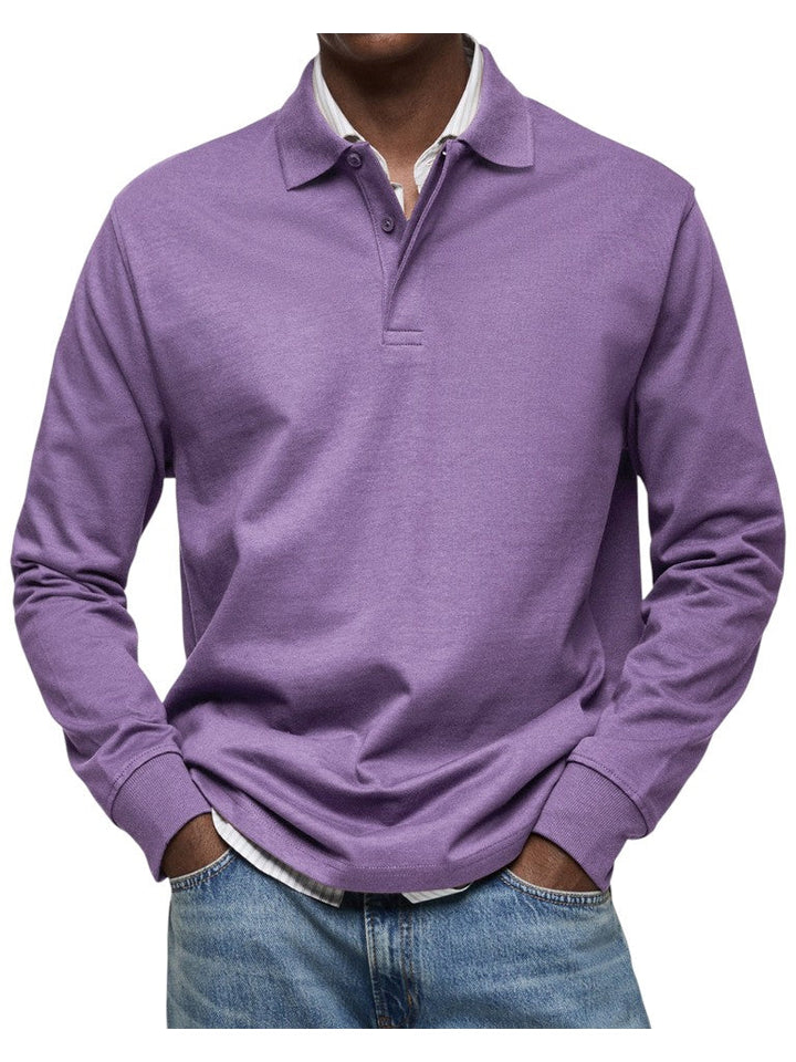 Adalbert | Dunkelblaues Langarm-Poloshirt