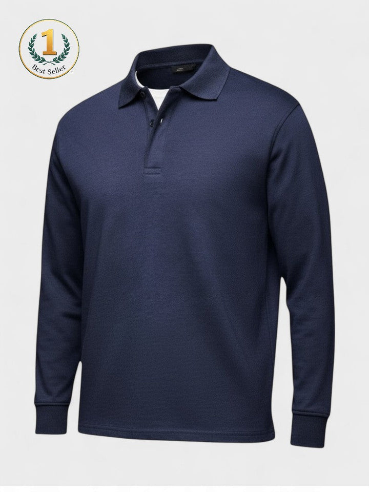 Adalbert | Dunkelblaues Langarm-Poloshirt
