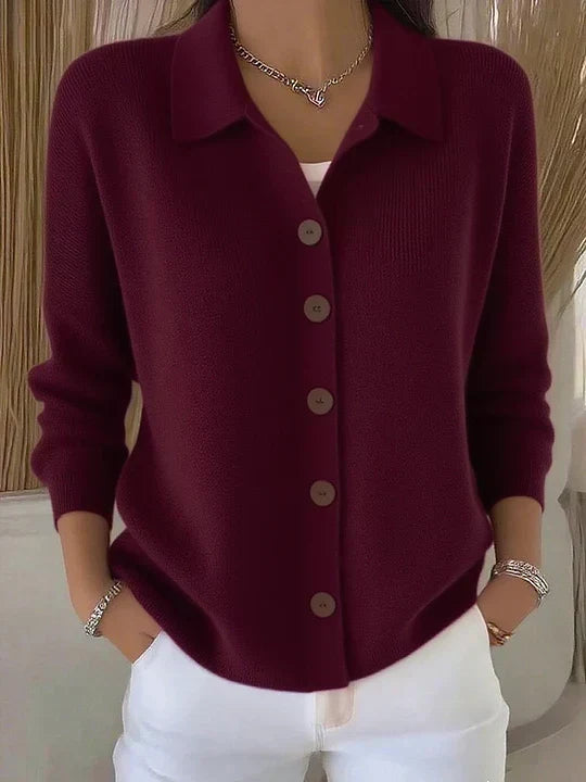 Antonia | Strickjacke mit Schalkragen und Knöpfen