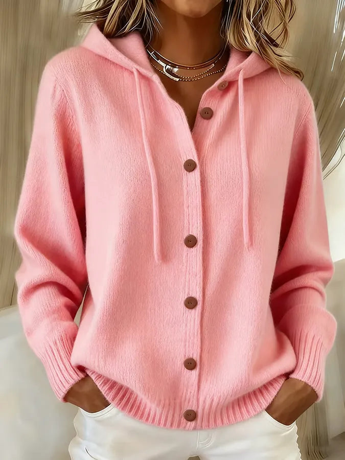 Susanne | Strickjacke mit Kapuze und Knopfleiste