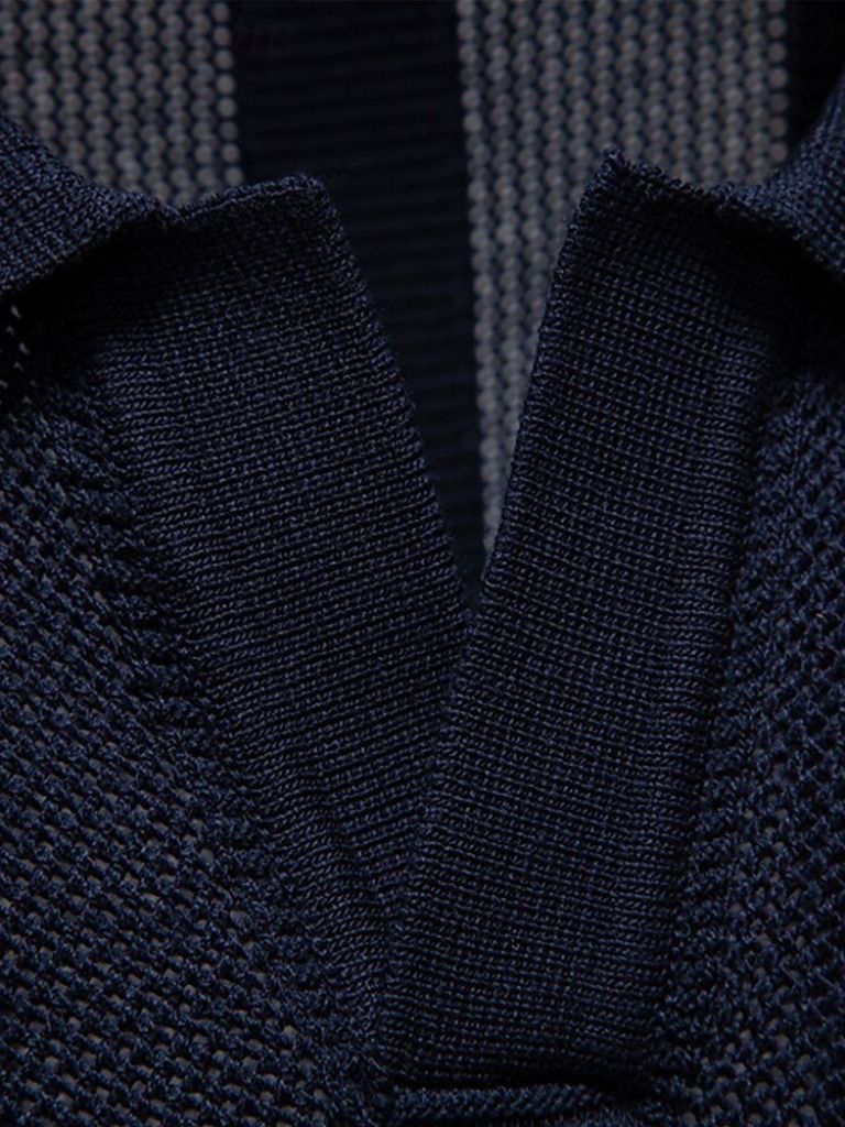 Klaus | Beiges Strick-Poloshirt mit Struktur
