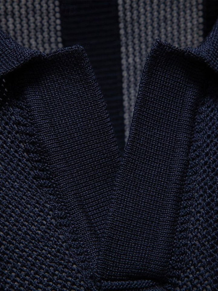 Klaus | Beiges Strick-Poloshirt mit Struktur