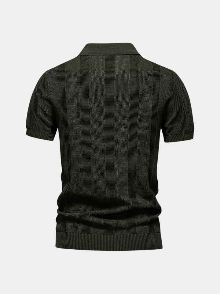 Klaus | Beiges Strick-Poloshirt mit Struktur