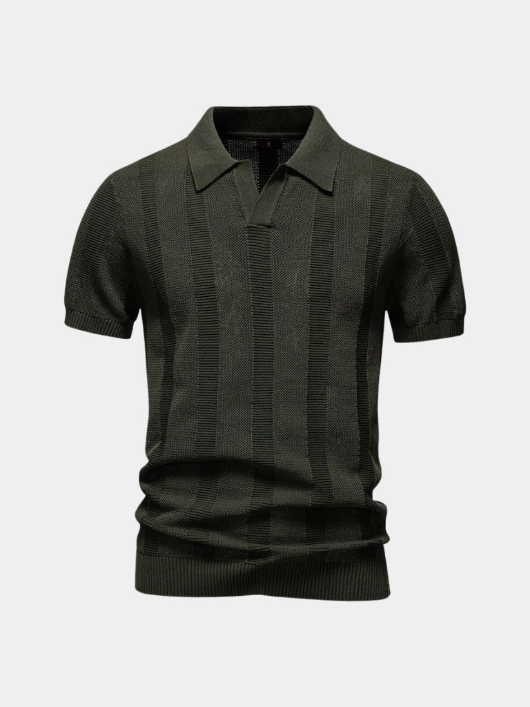 Klaus | Beiges Strick-Poloshirt mit Struktur