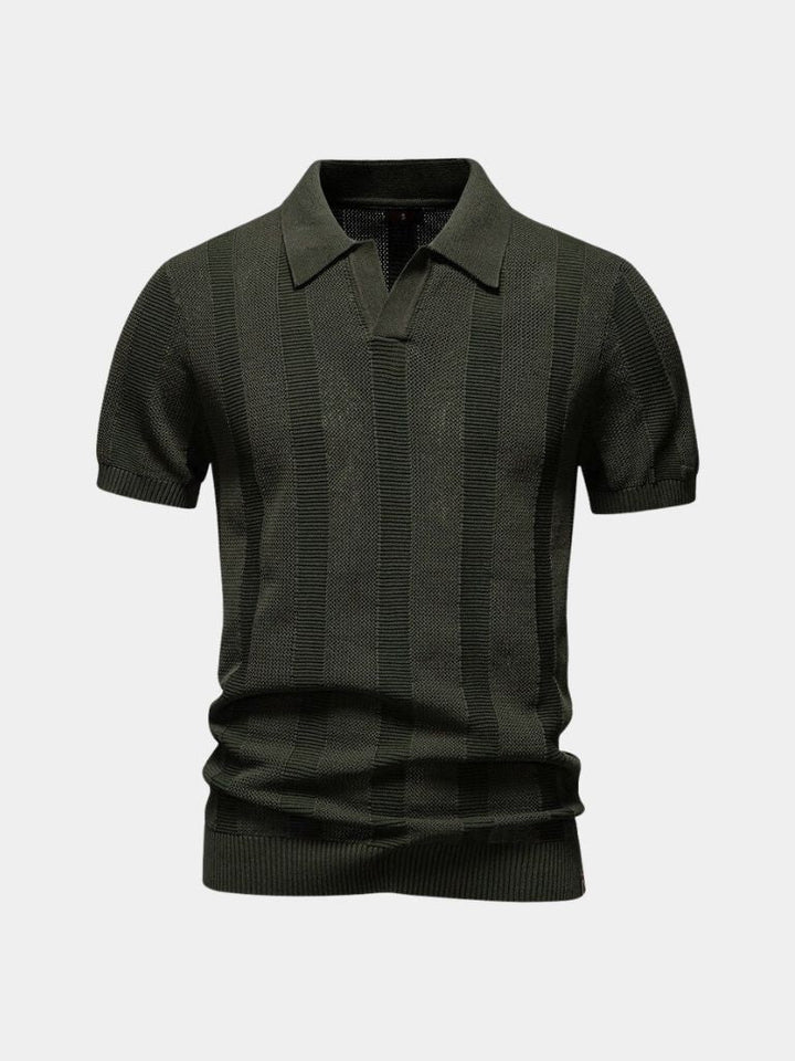 Klaus | Beiges Strick-Poloshirt mit Struktur