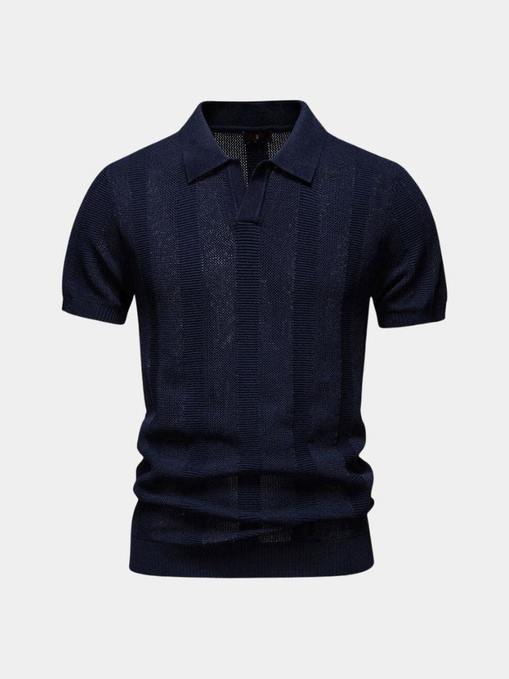 Klaus | Beiges Strick-Poloshirt mit Struktur
