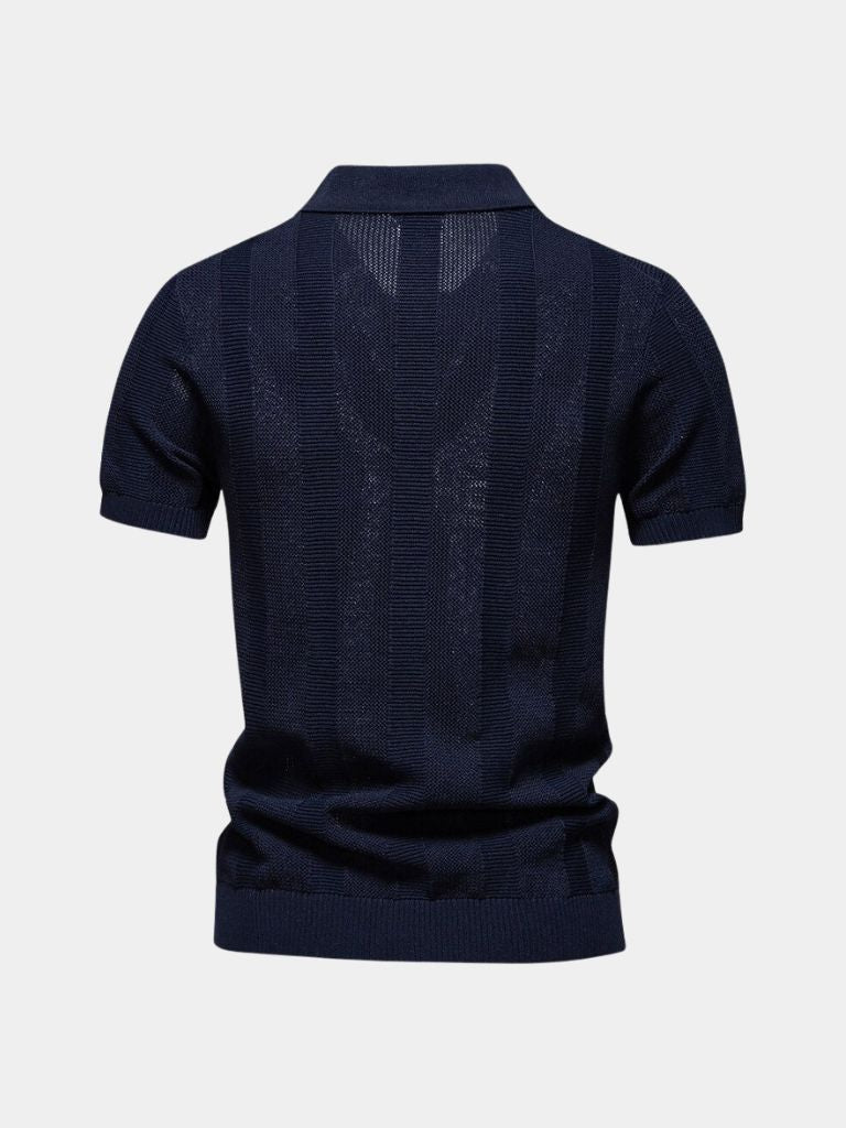 Klaus | Beiges Strick-Poloshirt mit Struktur