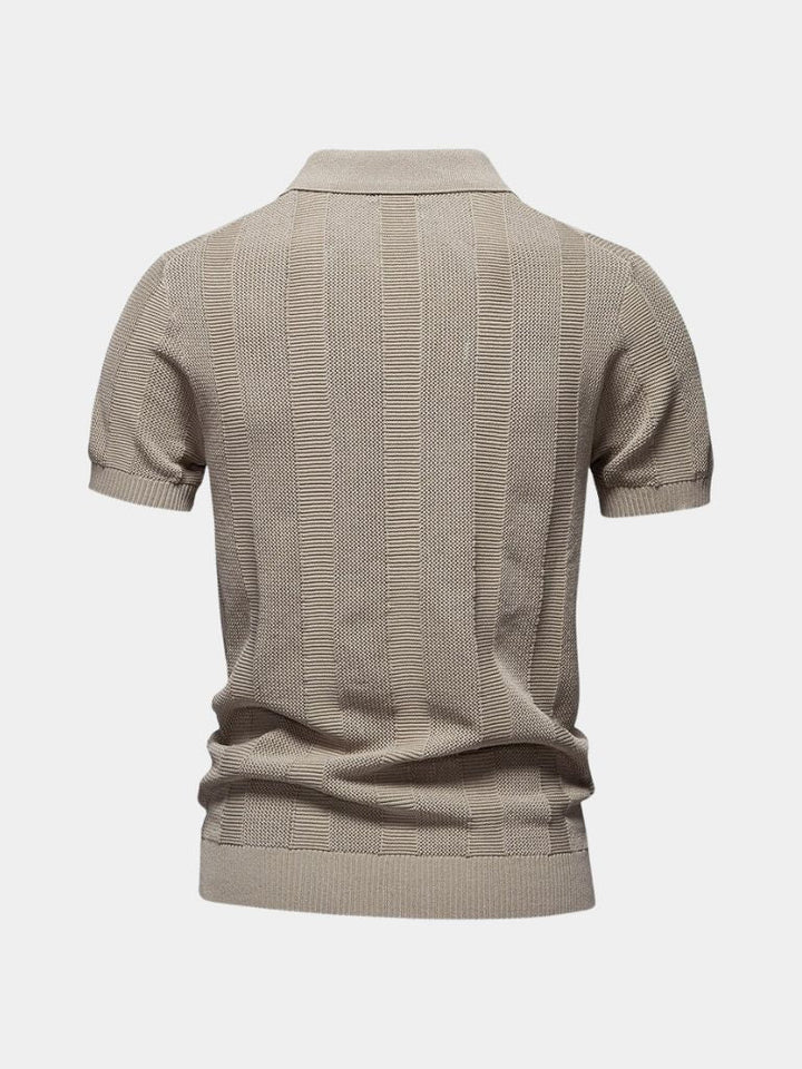 Klaus | Beiges Strick-Poloshirt mit Struktur