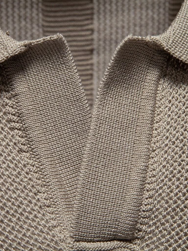 Klaus | Beiges Strick-Poloshirt mit Struktur