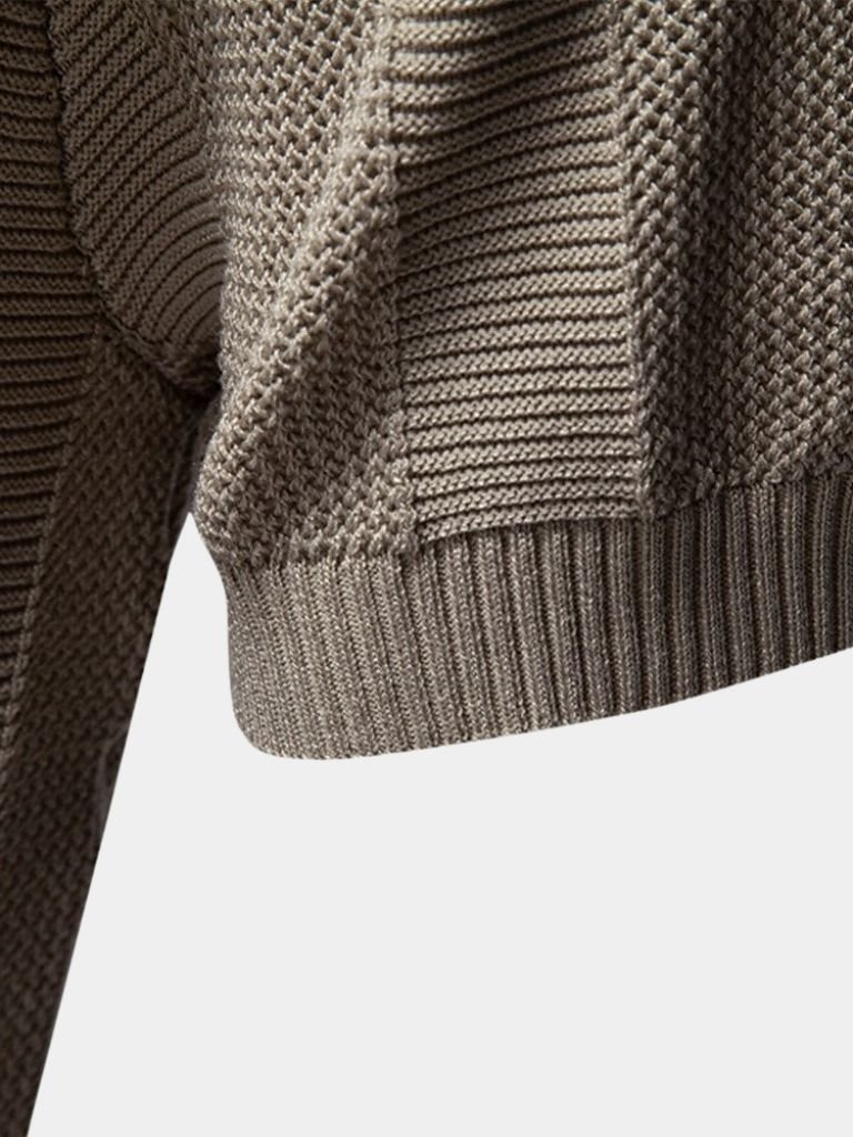 Klaus | Beiges Strick-Poloshirt mit Struktur