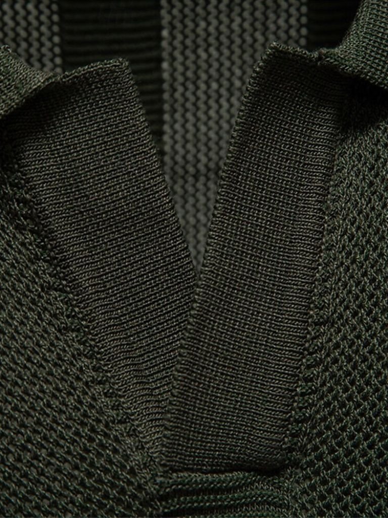 Klaus | Beiges Strick-Poloshirt mit Struktur