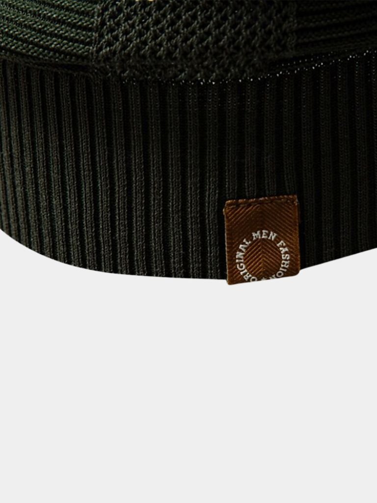 Klaus | Beiges Strick-Poloshirt mit Struktur