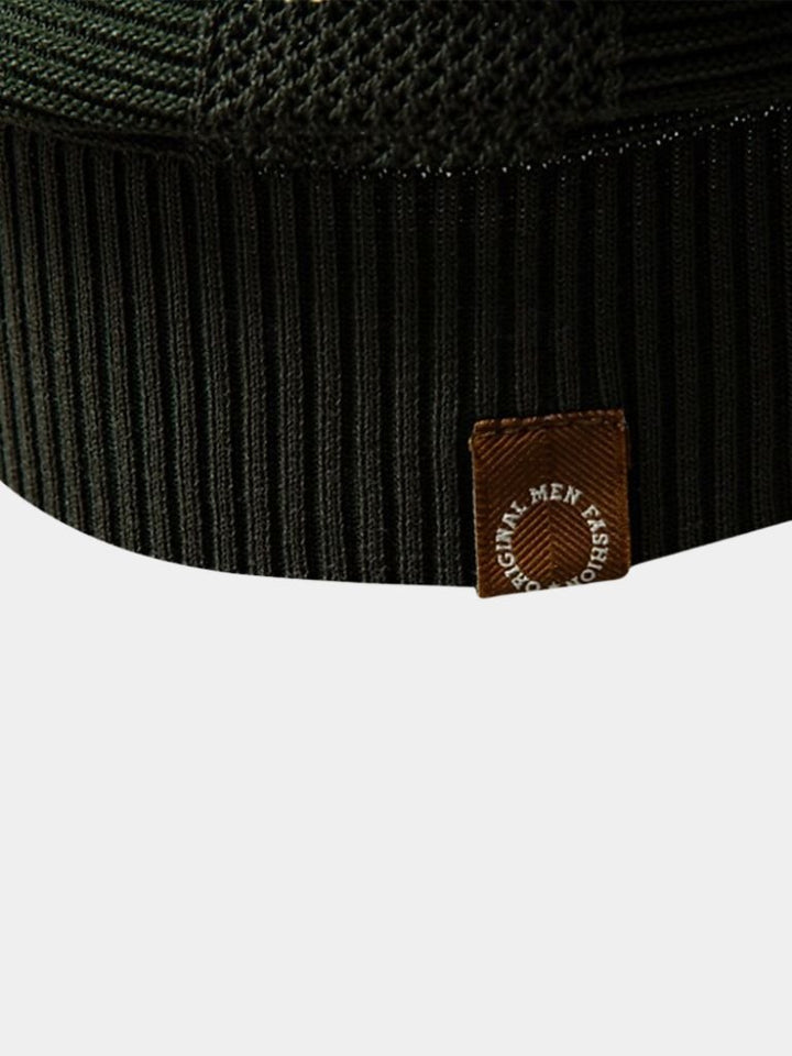 Klaus | Beiges Strick-Poloshirt mit Struktur