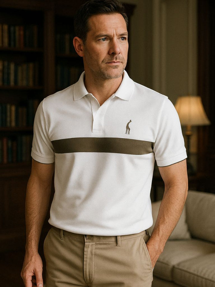 Reinhard | Weißes Poloshirt mit Kontraststreifen