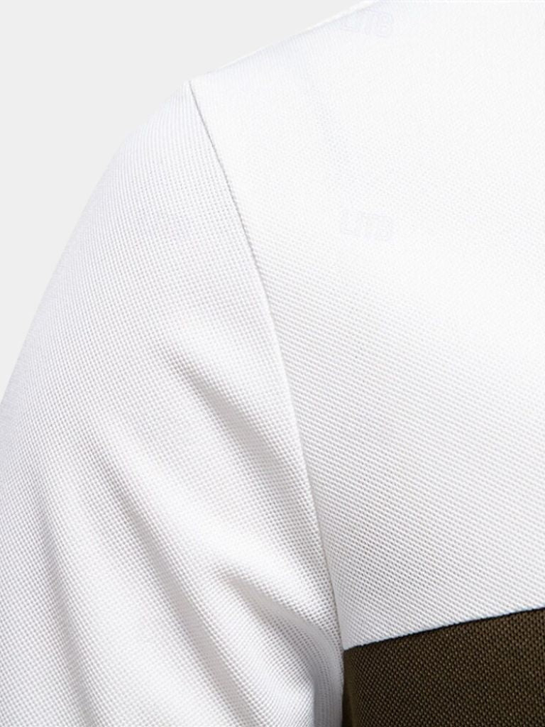 Reinhard | Weißes Poloshirt mit Kontraststreifen