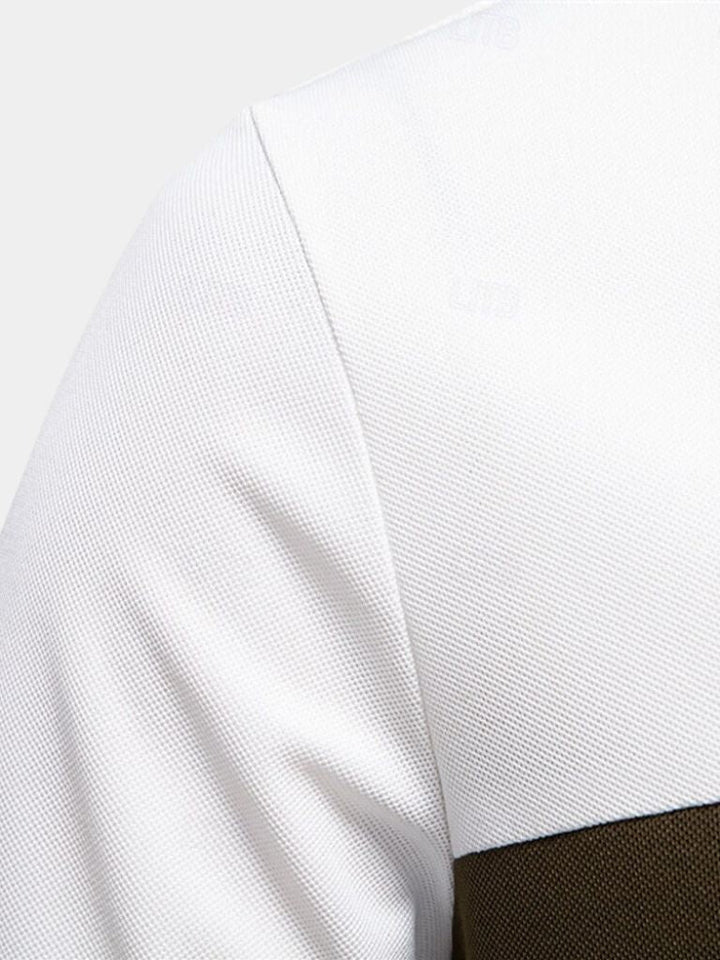 Reinhard | Weißes Poloshirt mit Kontraststreifen