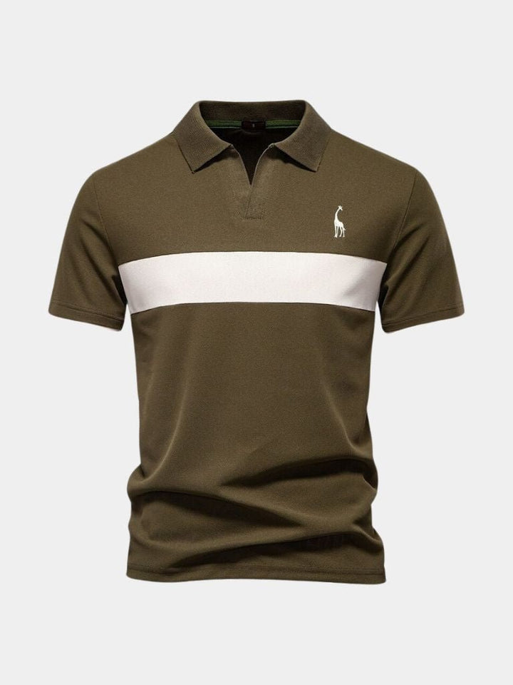 Reinhard | Weißes Poloshirt mit Kontraststreifen