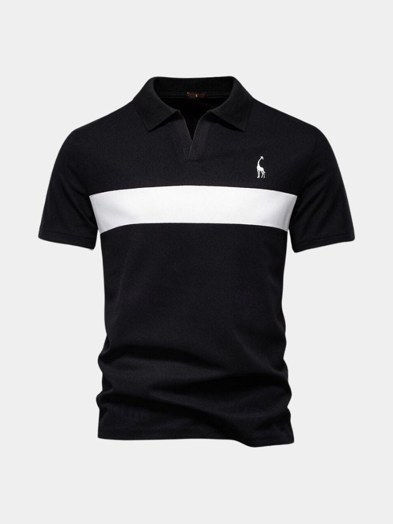 Reinhard | Weißes Poloshirt mit Kontraststreifen