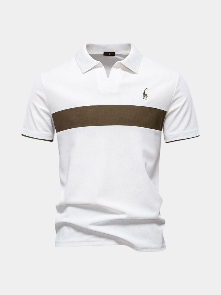 Reinhard | Weißes Poloshirt mit Kontraststreifen