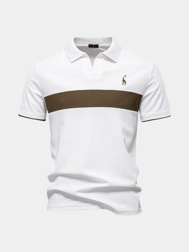 Reinhard | Weißes Poloshirt mit Kontraststreifen