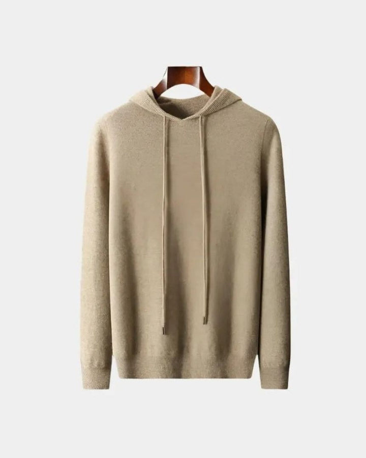 Friedrich | Beiger Strick-Kapuzenpullover