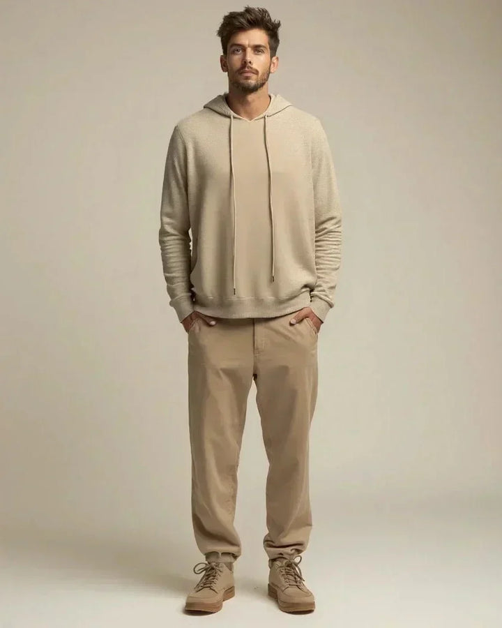 Friedrich | Beiger Strick-Kapuzenpullover