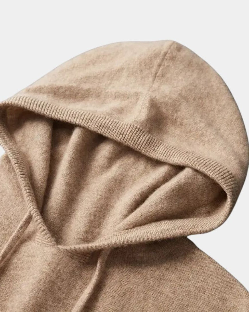 Friedrich | Beiger Strick-Kapuzenpullover