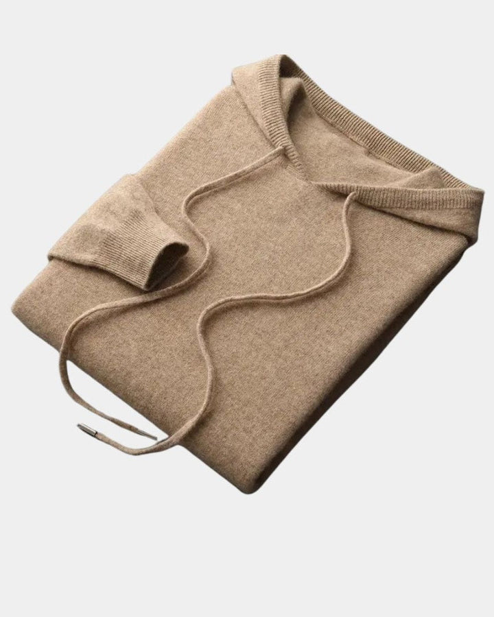 Friedrich | Beiger Strick-Kapuzenpullover