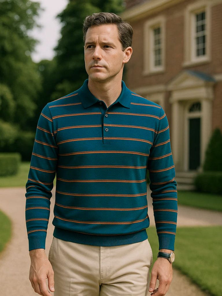 Friedrich | Gestreiftes Langarm-Poloshirt