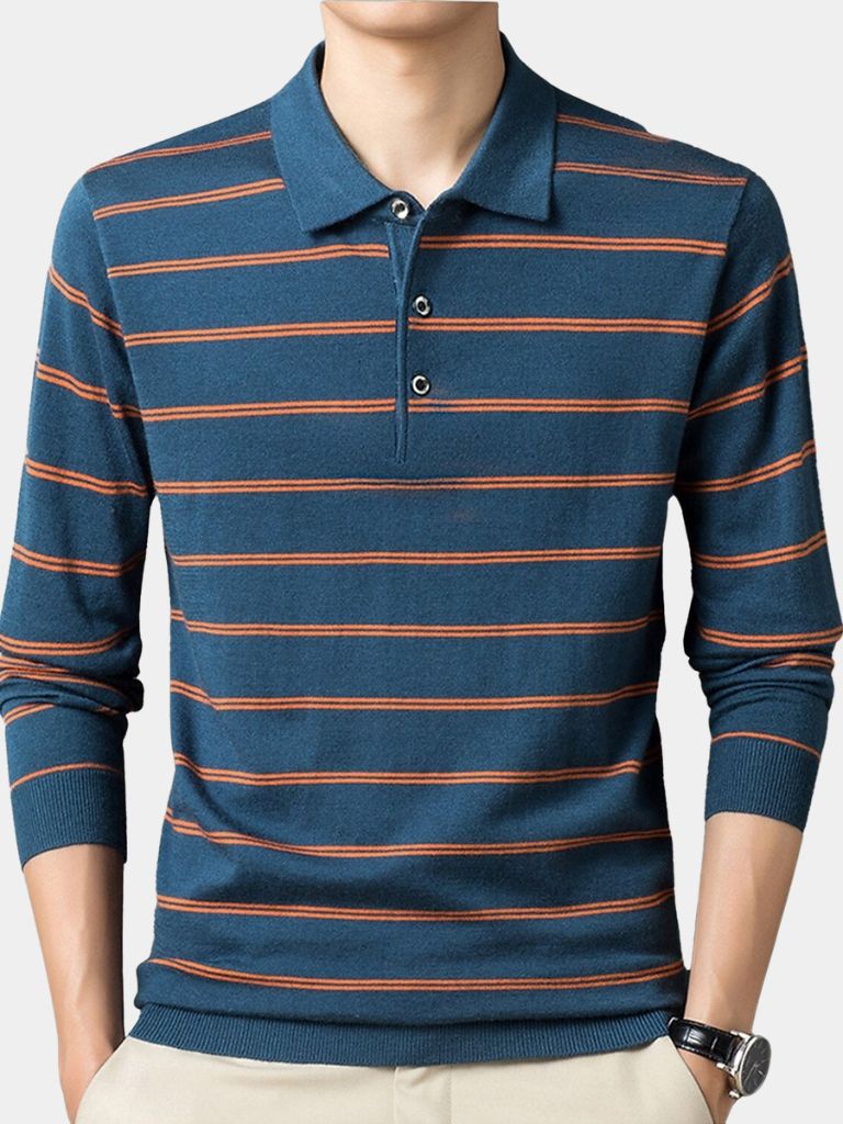 Friedrich | Gestreiftes Langarm-Poloshirt