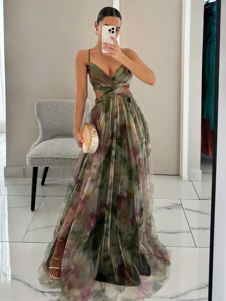 Antonia | Maxikleid Blumenprint mit V-Ausschnitt